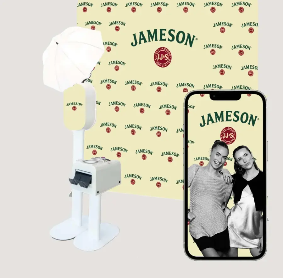 Branded photo-booth-and-phone marketing activation